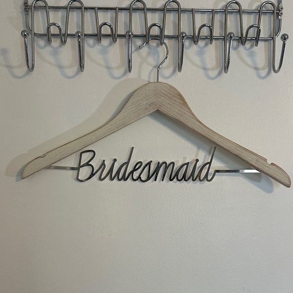 Other - Bridesmaid Wooden Hanger with Silver Text